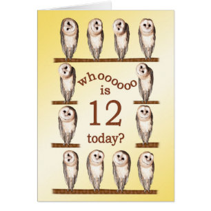 12th birthday, Curious owls card.