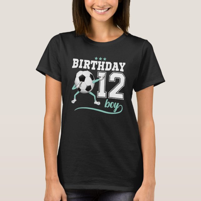 12th Birthday Dabbing Soccer 12 Years Old Boy Girl T-Shirt (Front)