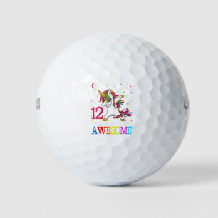 12th Birthday Dabbing Unicorn Party Gift 12 Years Golf Balls