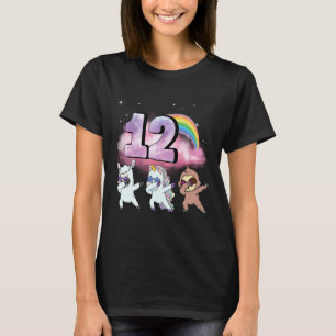 12th Birthday Dabbing Unicorn Sloth Sheep T-Shirt