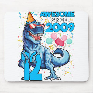 12th Birthday Dinosaur 12 Year Old Boy Kids Awesom Mouse Mat