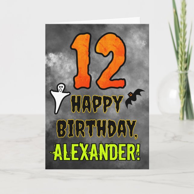 12th Birthday: Eerie Halloween Theme + Custom Name Card (Front)