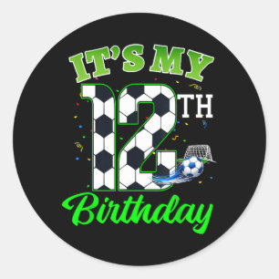 12th Birthday Football Boy Girl Kids Soccer Sports Classic Round Sticker