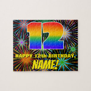 12th Birthday: Fun, Colourful Celebratory Firework Jigsaw Puzzle