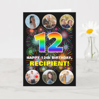 12th Birthday: Fun Rainbow #, Custom Name & Photos