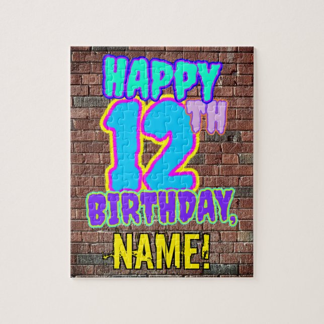 12th Birthday ~ Fun, Urban Graffiti Inspired Look Jigsaw Puzzle (Vertical)