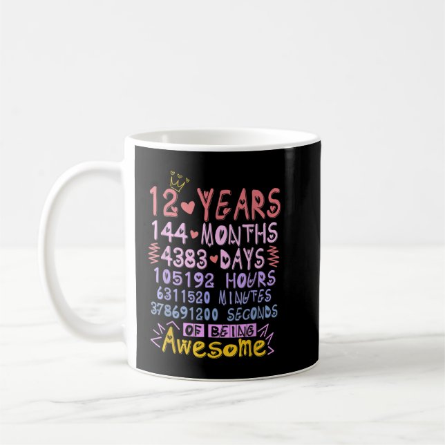 12th Birthday Gift 12 Years Old Being Awesome Boys Coffee Mug (Left)