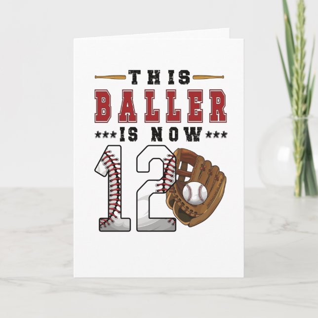 12th Birthday Gift Baseball Player 12 Year Old Boy Card (Front)