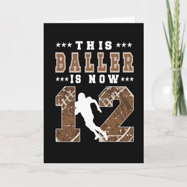 12th Birthday Gift Football Player 12 Year Old Boy Card (Front)