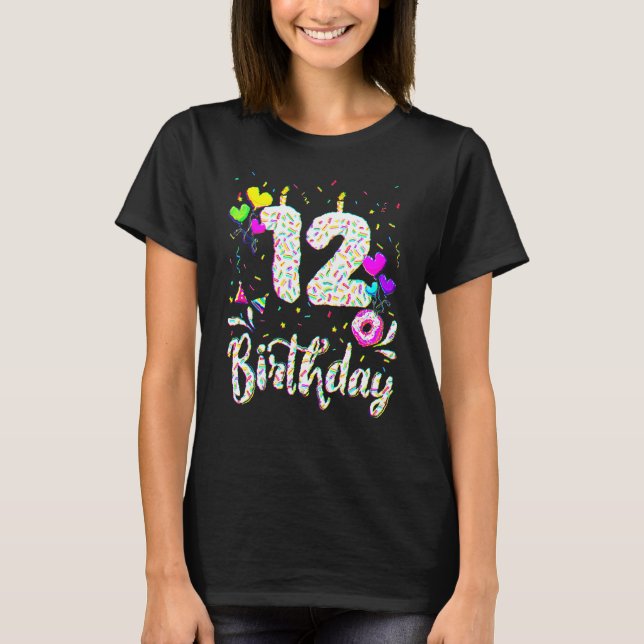 12th Birthday Girl  12 Years Old Bday Doughnut Par T-Shirt (Front)