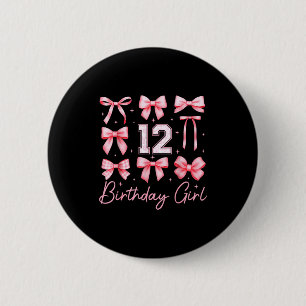 12th Birthday Girl Coquette Bow Floral Toile 12 Ye 6 Cm Round Badge