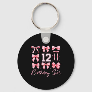 12th Birthday Girl Coquette Bow Floral Toile 12 Ye Key Ring