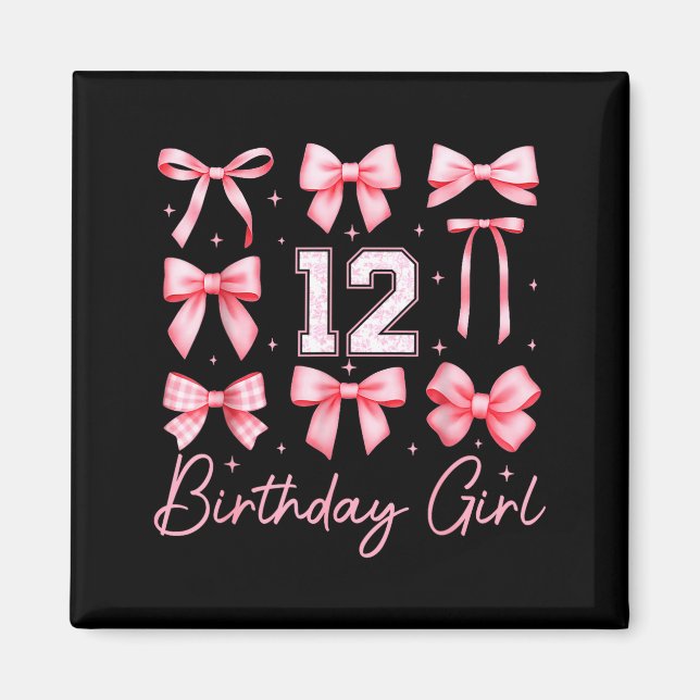 12th Birthday Girl Coquette Bow Floral Toile 12 Ye Magnet (Front)