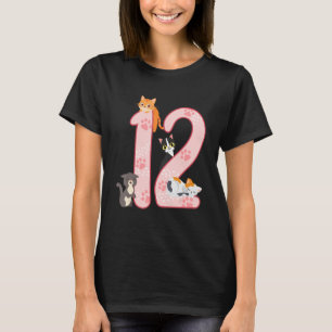 12th Birthday Girl Cute Cat Outfit 12 Years Old Bd T-Shirt