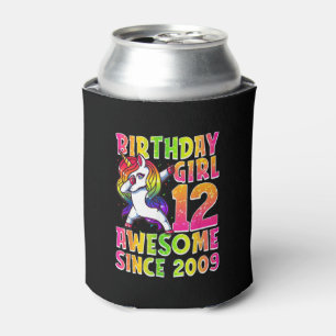 12th Birthday Girl Dabbing Unicorn 12 Years Old Pa Can Cooler