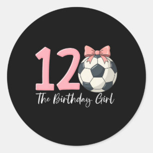 12th Birthday Girl Soccer Ball Coquette Pink 12 Classic Round Sticker