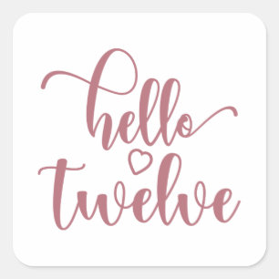 12th Birthday Girls Hello 12 Cute 12 Years Twelve Square Sticker