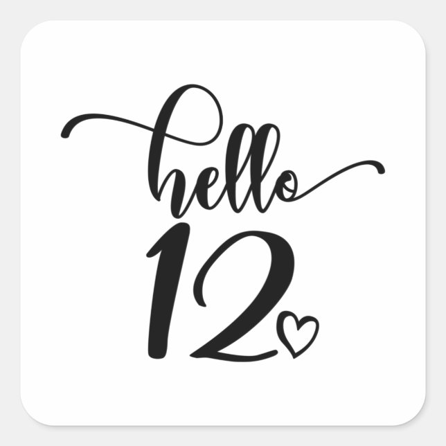 12th Birthday Girls Hello 12 Cute 12 Years Twelve Square Sticker (Front)
