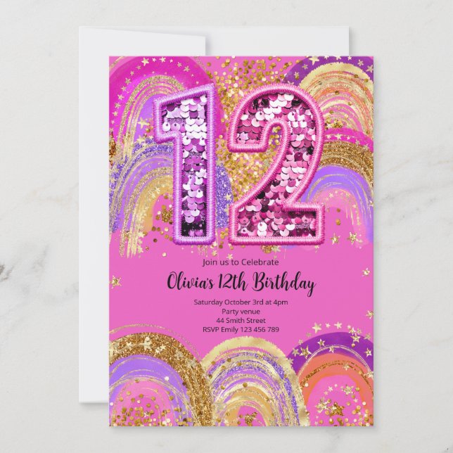 12th Birthday Girls Invitation (Front)