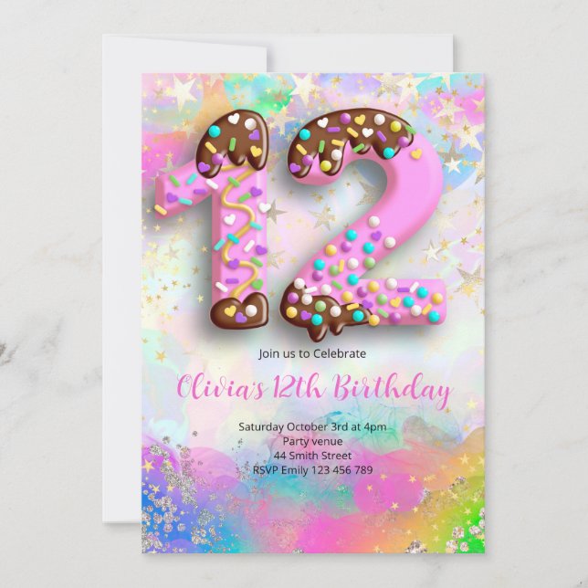 12th Birthday Girls Invitation (Front)