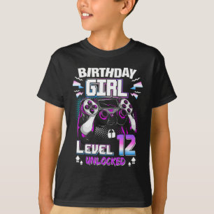 12th Birthday Girls Level 12 Unlocked 12 Years Old T-Shirt