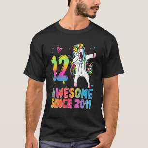 12th Birthday Girls Teens Dabbing Unicorn 12 Year  T-Shirt