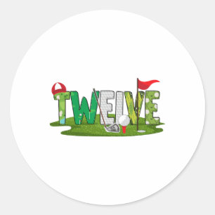 12th Birthday Golf Theme 12 Year Old Kids Sport Pa Classic Round Sticker