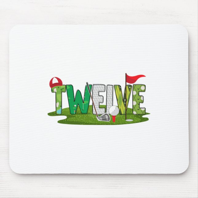 12th Birthday Golf Theme 12 Year Old Kids Sport Pa Mouse Mat (Front)