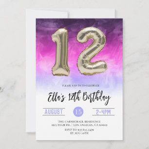 12th Birthday Gradient Invitation