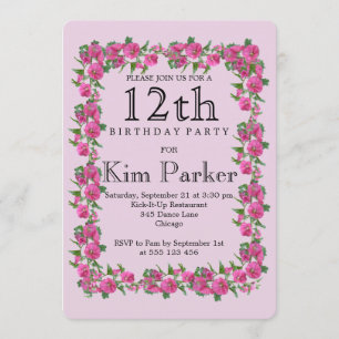 12th birthday invitation