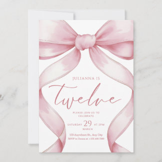 12th Birthday Invitation Pink Coquette Invite Girl