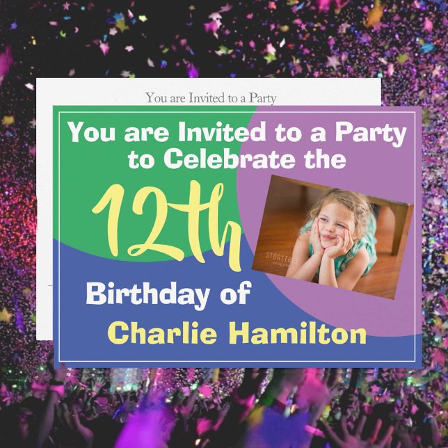 12th Birthday Invitation with Photo (Creator Uploaded)