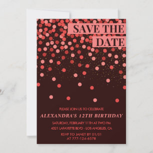 12th birthday invitations Save the date Confetti