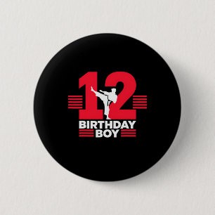 12th Birthday Karate Boy 12 Years Old Taekwondo Lo 6 Cm Round Badge