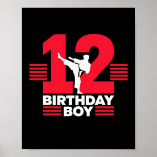 12th Birthday Karate Boy 12 Years Old Taekwondo Lo Poster
