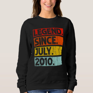 12th Birthday Legend Since July 2010 12 Years Old Sweatshirt