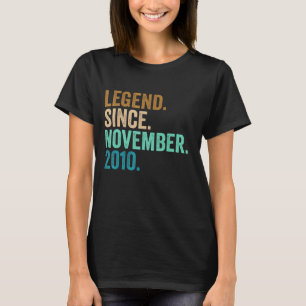 12th Birthday Legend Since November 2010 12 Years T-Shirt
