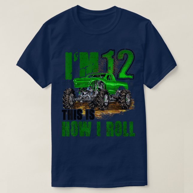 12th Birthday Monster Truck For Boys & Girls 12 Ye T-Shirt (Design Front)