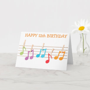 **12th BIRTHDAY** MUSICAL NOTES BIRTHDAY WISHES