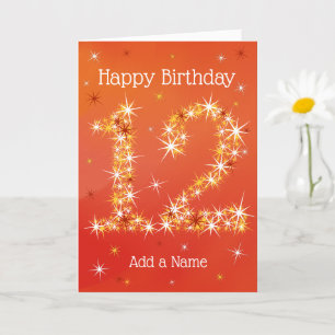 12th Birthday - Number 12 in Stars - Red - Age Card