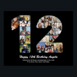 12th Birthday Number 12 Photo Collage Gift Poster<br><div class="desc">Mark years of wonderful memories and adventures with this captivating 12th Birthday Number Photo Collage. This customisable template is the perfect blend of creativity and sentiment, allowing you to create a truly memorable and personalised gift for your loved one's special day. Capture the essence of incredible years in a single...</div>