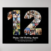 12th Birthday Number 12 Photo Collage Gift