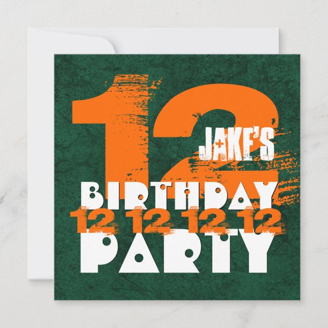 12th Birthday Party 12 Year Old Grunge Z12A Invitation (Front)