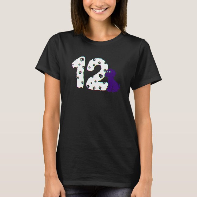12th Birthday Party Cake Labrador Puppy Dog Owner  T-Shirt (Front)