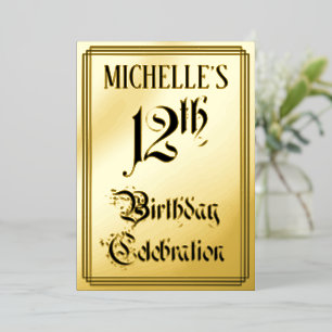 12th Birthday Party — Elegant Script + Custom Name