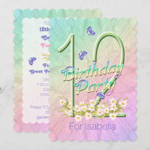 12th Birthday Party Flower Garden Invitations