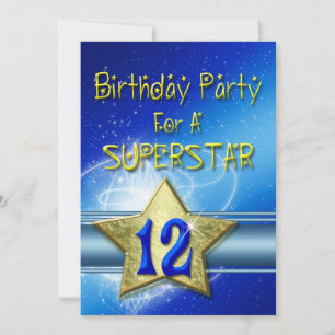 12th Birthday party Invitation for a Superstar.