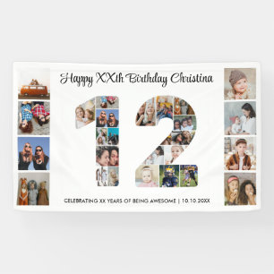 12th Birthday Party Number 12 Photo Collage Banner