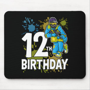 12th Birthday Party Paintll Player Gamer 12 Years Mouse Mat