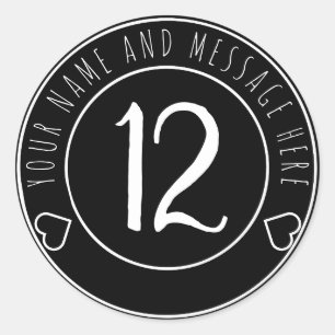 12th Birthday Party Retro Black and White Classic Round Sticker